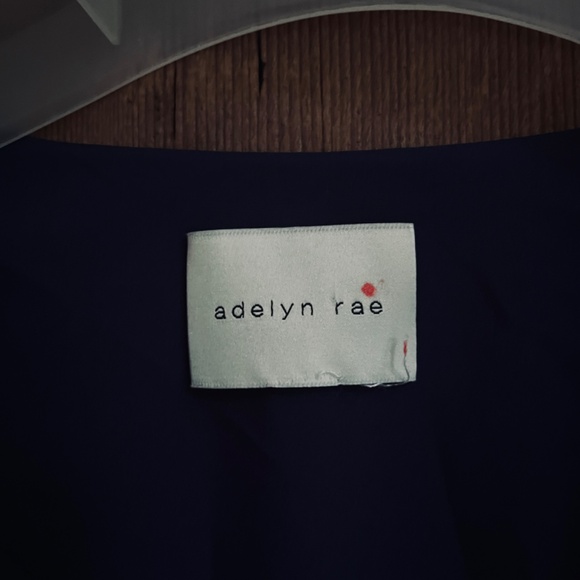 Adelyn Rae M Pleated Satin V-Neck Long Sleeve Midi Satin Navy Blue Dress - Picture 8 of 14